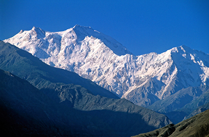 Snow covered peaks in the Karakoram range of Pakistan