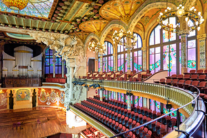 Concert hall view of Palau de la Musica Catalana in Barcelona