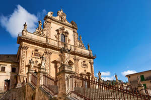 Chiesa di San Pietro Church in Modica Sicily under blue sky