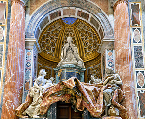 Visit to Saint Peters Square in Rome shows tomb of Alexander VI
