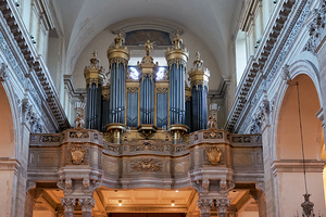 Tourists visit Metropolitan Cathedral of Saint Agatha in Catania