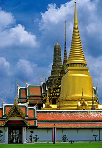 Wat Phra Kaew in Bangkok shows temple structure and design
