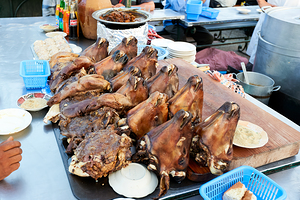Goat heads ready to serve in Marrakeshs Djema el Fna