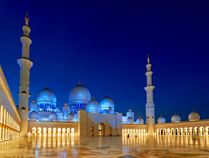 Visit to Sheikh Zayed Grand Mosque at night in Abu Dhabi