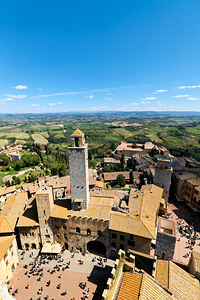 Aerial view of San Gimignano old town in Tuscany Italy