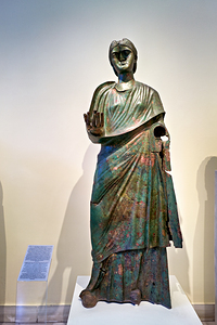 Bronze statue of a woman at National Archaeological Museum in At