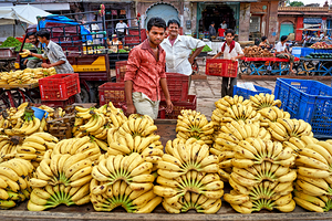 Fruit and vegetable market scene in Jodhpur Rajasthan India