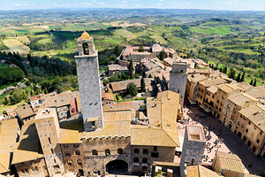 Aerial view of San Gimignano Tuscanys old town