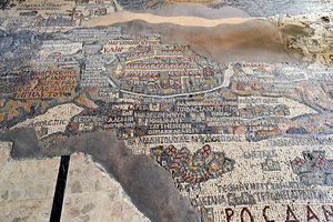 Madaba map in greek orthodox basilica of saint george in jordan