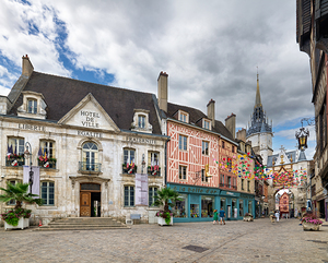 Town hall and astronomical clock in Auxerre Bourgogne France