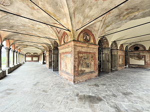 Santa Maria alla Fontana church cloister in Milan Italy with a