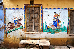 Painted house in Bundi shows culture of Rajasthan