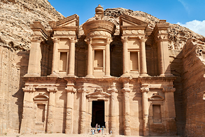 Exploring Ad Deir at Petra archaeological site in Jordan
