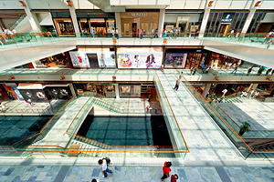Shoppers explore stores in Marina Bay Sands Mall in Singapore