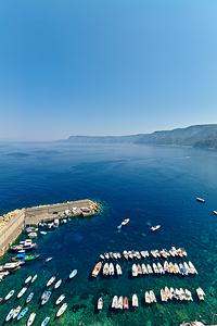 View of Chianalea harbor in Scilla Calabria Italy with boats