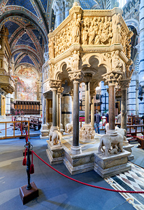 Pulpit inside the Cathedral of Siena in Tuscany Italy by Marco Brivio