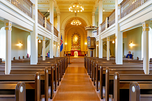 Visit to domkirkjan church in Reykjavik during daytime