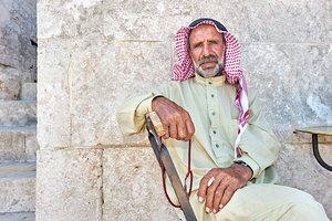 Portrait of a senior man sitting in Aleppo Syria