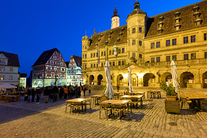 Sunset at market square in Rothenburg ob der Tauber Germany