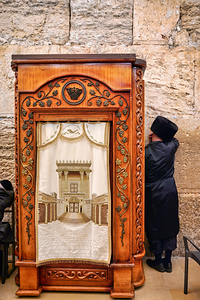 Orthodox Jews at the Wailing Wall during prayer in Jerusalem