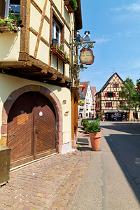 Timber framed houses in Eguisheim along Alsace Wine Route