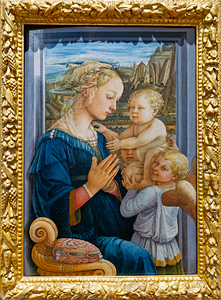 Madonna and Child with two angels by Filippo Lippi in Uffizi Gal