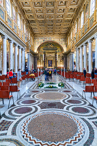 Visitors explore Basilica of Saint Mary Major in Rome Italy