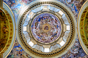 Detailed view of the dome in Naples Cathedral in Italy at midday
