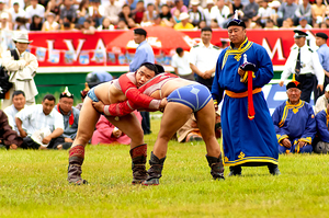 Wrestling games take place at Naadam festival in Ulaanbaatar Mo by Marco Brivio