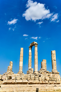 Visit to the Citadel in Amman Jordan shows ancient stone ruins