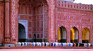 Prayer time at Badshahi Mosque in Lahore Pakistan