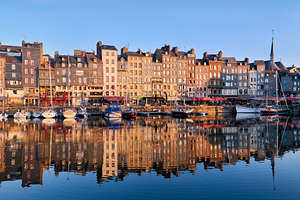 Harbour at sunrise in Honfleur Normandy France