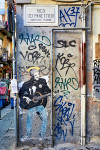 Street graffiti of Pino Daniele in Naples Campania Italy