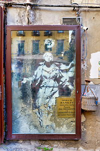 Famous Banksy street art in Naples Campania Italy