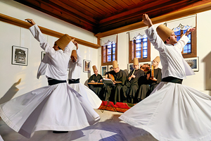 Whirling dervishes perform in Istanbul during sufi ceremony