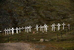 Crosses marking graves in Longyearbyen Svalbard Archipelago