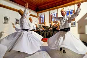 Whirling dervishes perform at a sufi ceremony in Istanbul