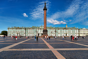 Visitors enjoy the Winter Palace in St. Petersburg Russia