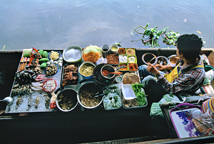 Bangkoks floating market has fresh food and ingredients