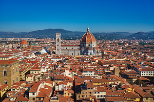 View of Florence with red rooftops under clear sky