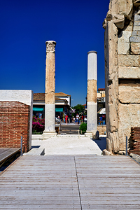 Historical site of Hadrians Library in Athens Greece during day