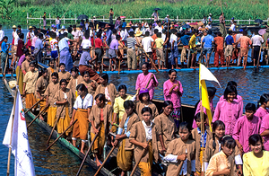 Celebration at Inle Lake during the festival in Myanmar by Marco Brivio