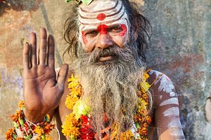 Portrait of a sadhu in Orchha Madhya Pradesh during daylight