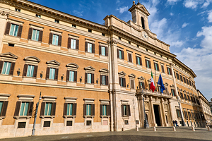 Palazzo Montecitorio stands in Rome during a sunny day