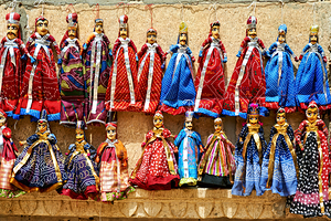 Traditional dolls displayed in Jaisalmer Rajasthan