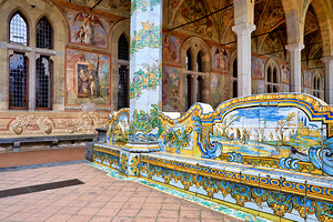Cloister of the clarisses at santa chiara basilica in naples ita