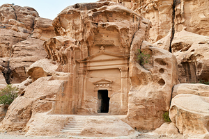 Exploring Little Petra archaeological site in Wadi Musa Jordan