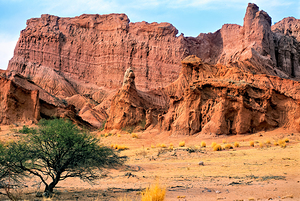 Eroded red rock formations in Quebrada de las Conchas near Cafay