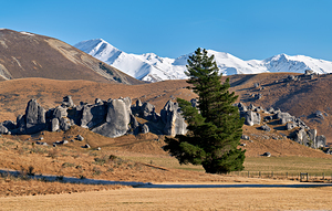 View of southern alps and castle hill in new zealand