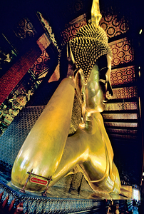 Big Buddha statue inside Wat Pho temple in Bangkok Thailand